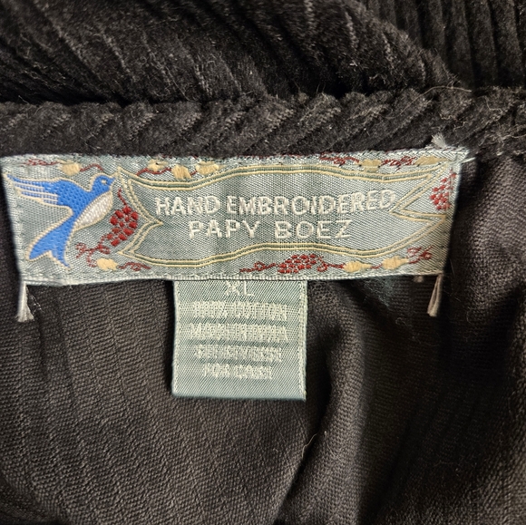 Vintage - Hand Embroidered PAPY BOEZ Black Corduroy Maxi Jumper - XL - Picture 7 of 8